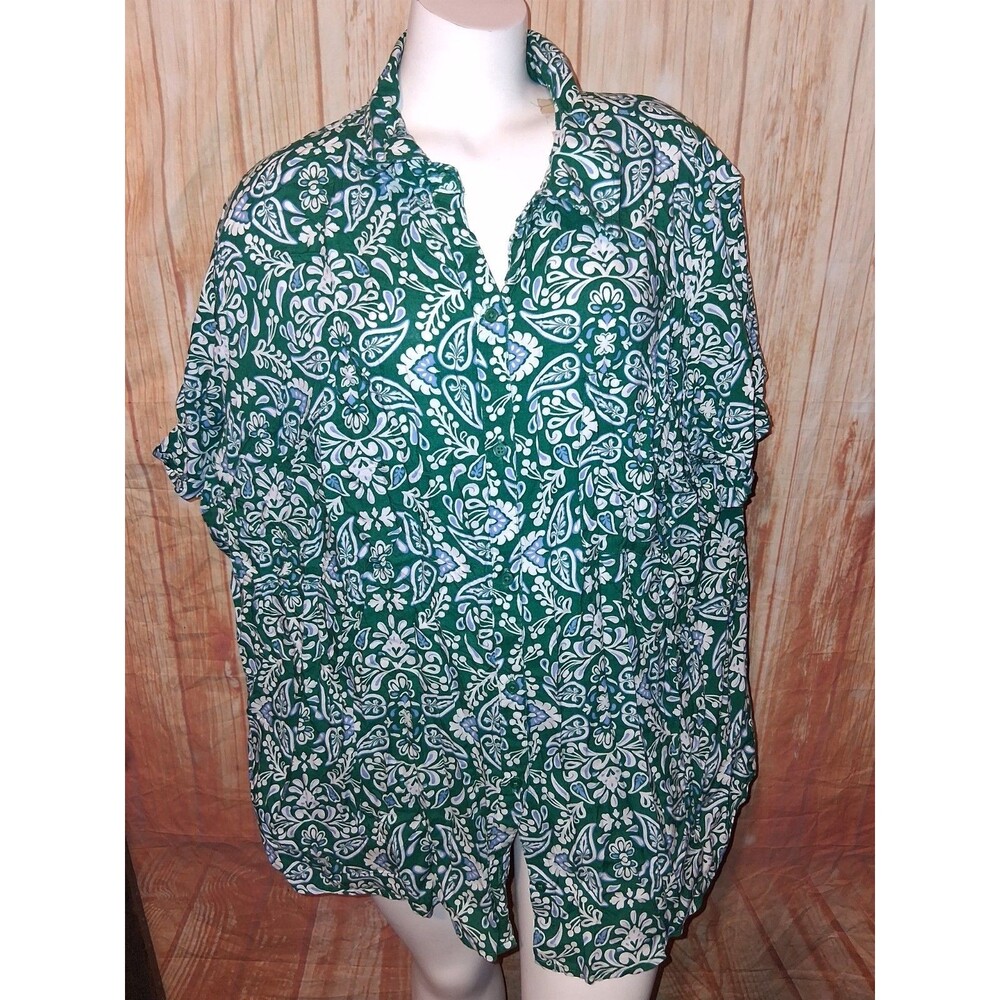 Croft & Barrow Multicolor Floral Short Sleeve Button Up Blouse Sz 3X
